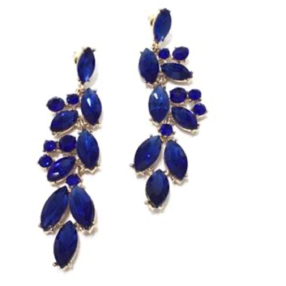 Chandelier style Large Blue Drop Earrings - Picture 2 of 2